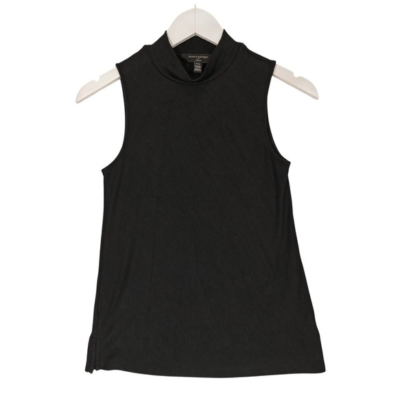 Banana Republic Tops - Banana Republic Luxespun Mock Neck Sleeveless Top Black XXS Petite Stretch Shell